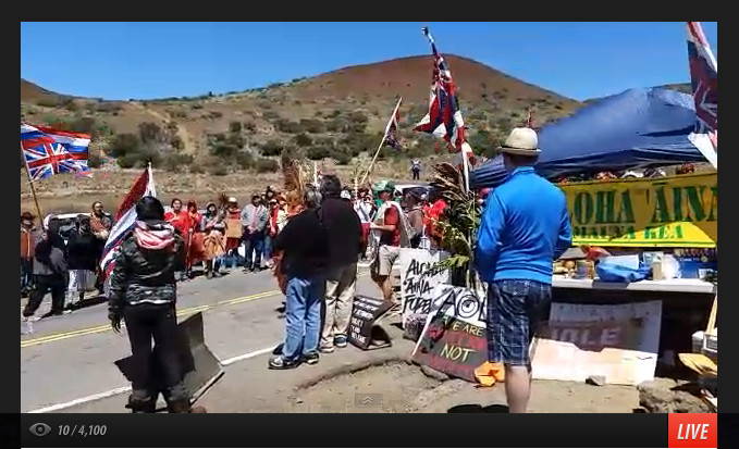  Image from live video streamed from the scene by Kerri Marks with Occupy Hilo