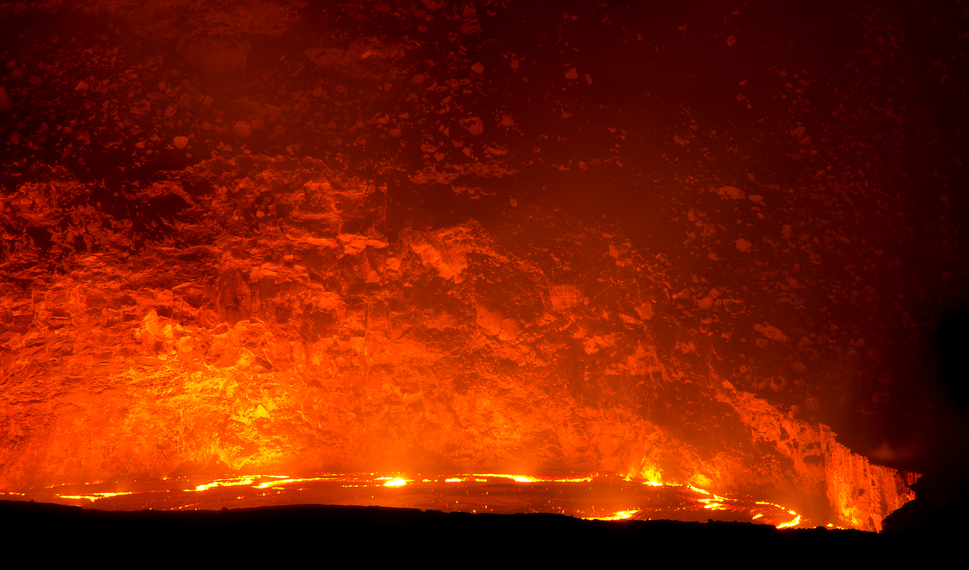 The rising lava lake within Halema‘uma‘u Crater at the summit of Kīlauea volcano draws thousands of additional visitors to Hawai‘i Volcanoes National Park. NPS Photo/Mark Wasser ​