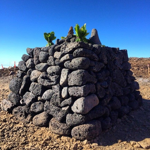 Ahu Built At TMT Site Before Construction Resumes on Mauna Kea