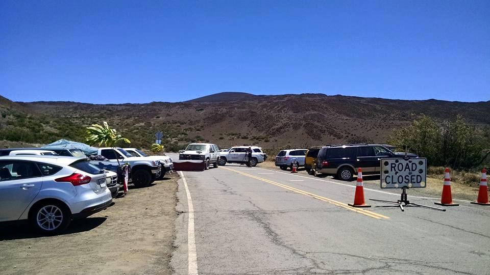 Photo of the closed Mauna Kea Access Road by Nanci Munroe.