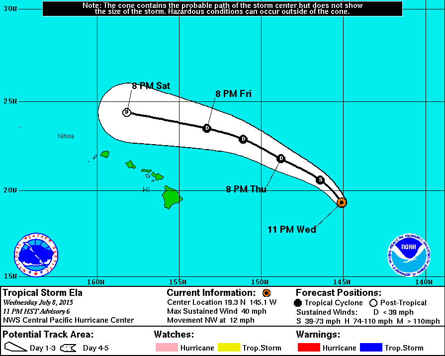 5 Day Track for ELA as of 11 p.m. July 8, courtesy the National Weather Service.