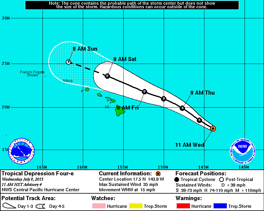 5 day track released by the National Weather Service at 11 p.m. HST