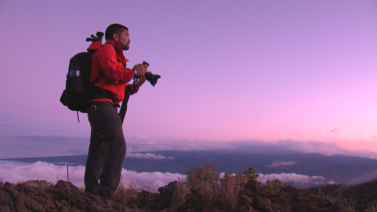 Andrew Hara on Mauna Kea during Thursday evening's sunset.