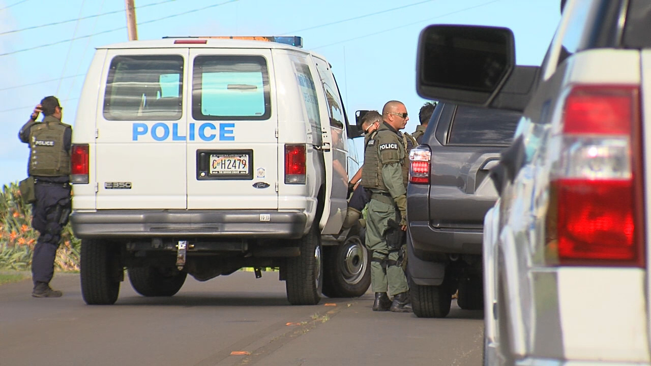 Special Response Team outside the Halaula home after the barricade situation was over.