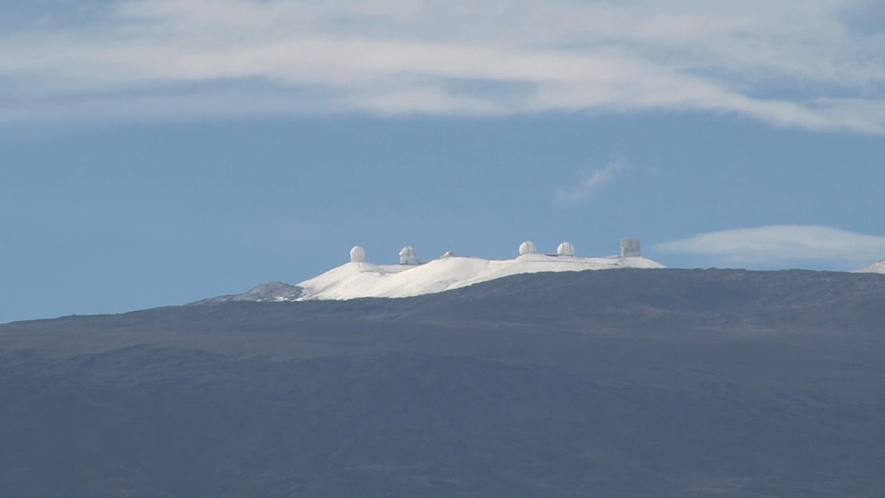 A view of the snow-capped summit from below in Waimea, courtesy Visionary Video.