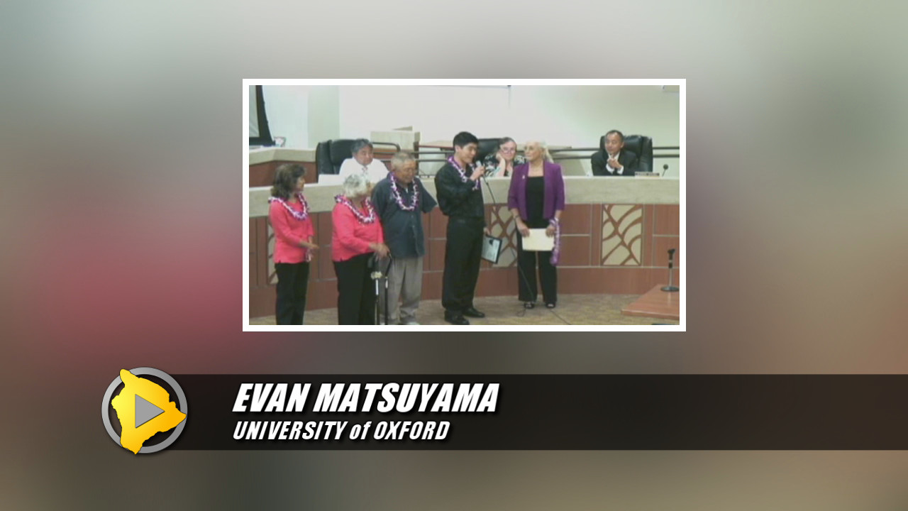 Evan Matsuyama speaks during the Hawaii County Council meeting on July 24, 2015. Image from Hawaii County video archive.