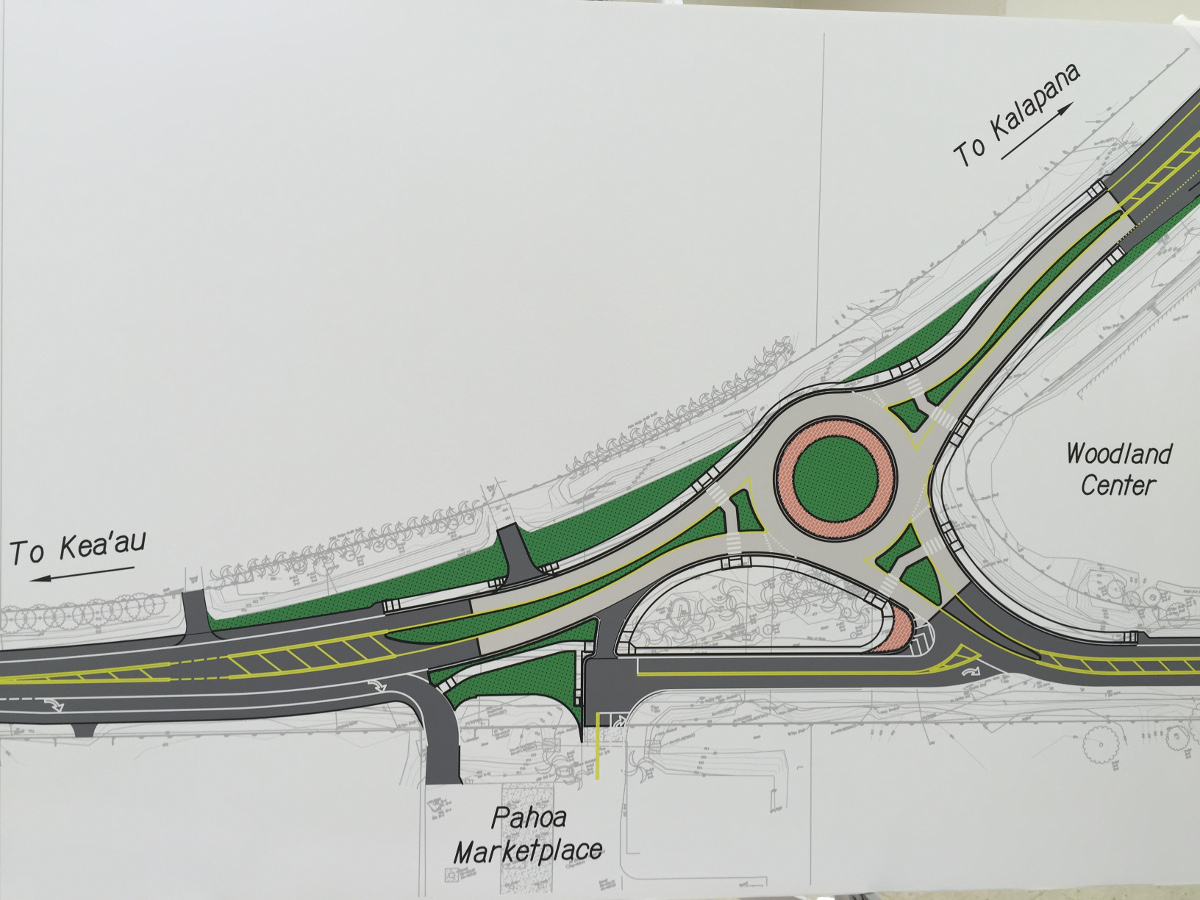 Another view of the Pahoa Roundabout design, one of the displays at the community meeting Wednesday night.