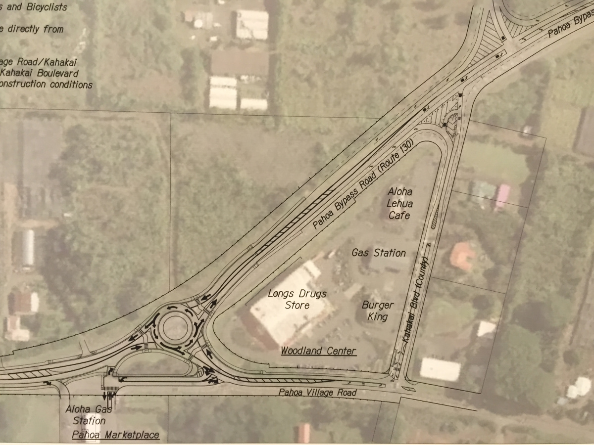 A look at the Pahoa Roundabout design, one of the displays at the community meeting Wednesday night.