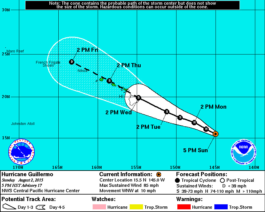 7 pm Update: Hurricane Guillermo Tracks Over Hawaii