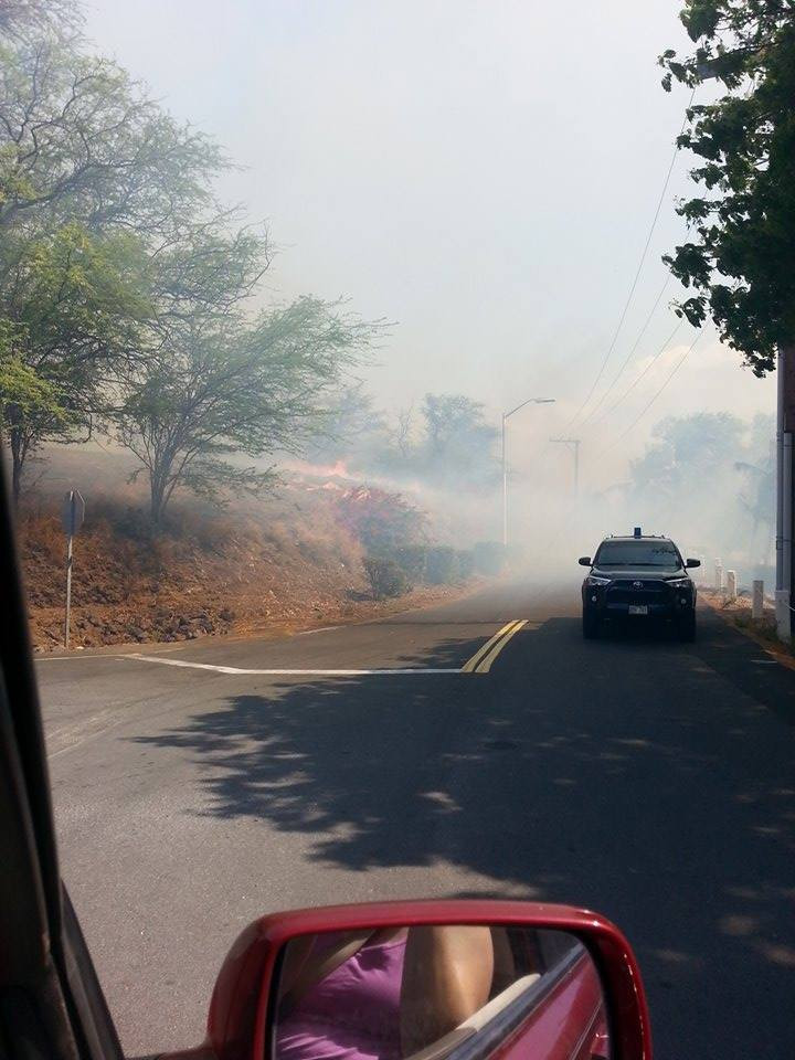 "Spencer's Beach Park was evacuated minutes before the fire came towards the beach," reports Terri York, who shared images with BIVN. "This photo was taken as we exited the beach."