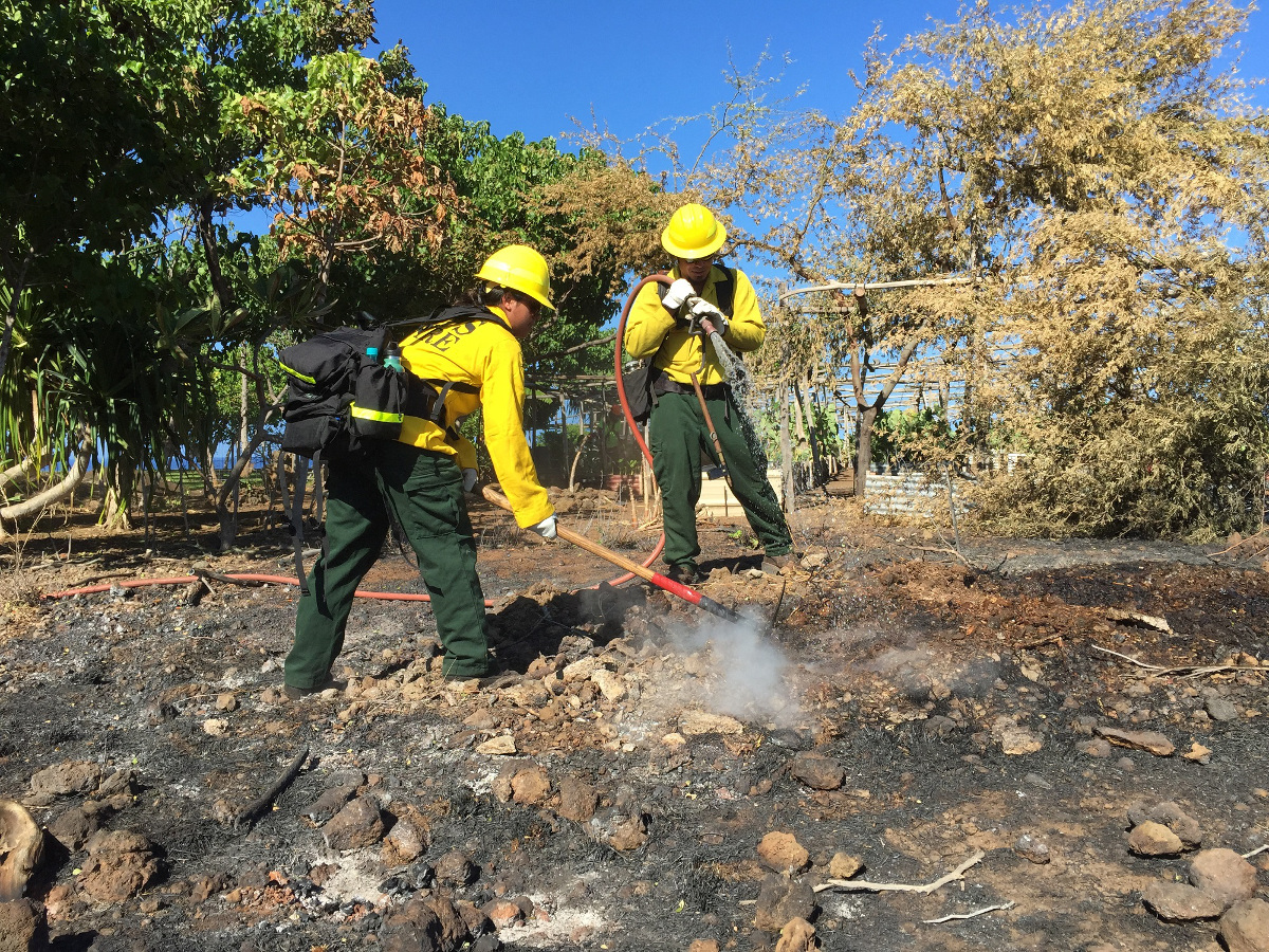 Firefighters put out the blaze before it reached the park's buildings. (NPS photo)