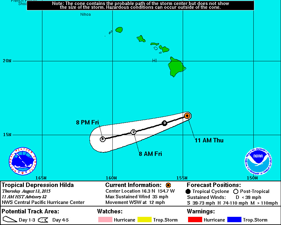 National Weather Service 5 day track for Hilda as of 11 am Thursday.