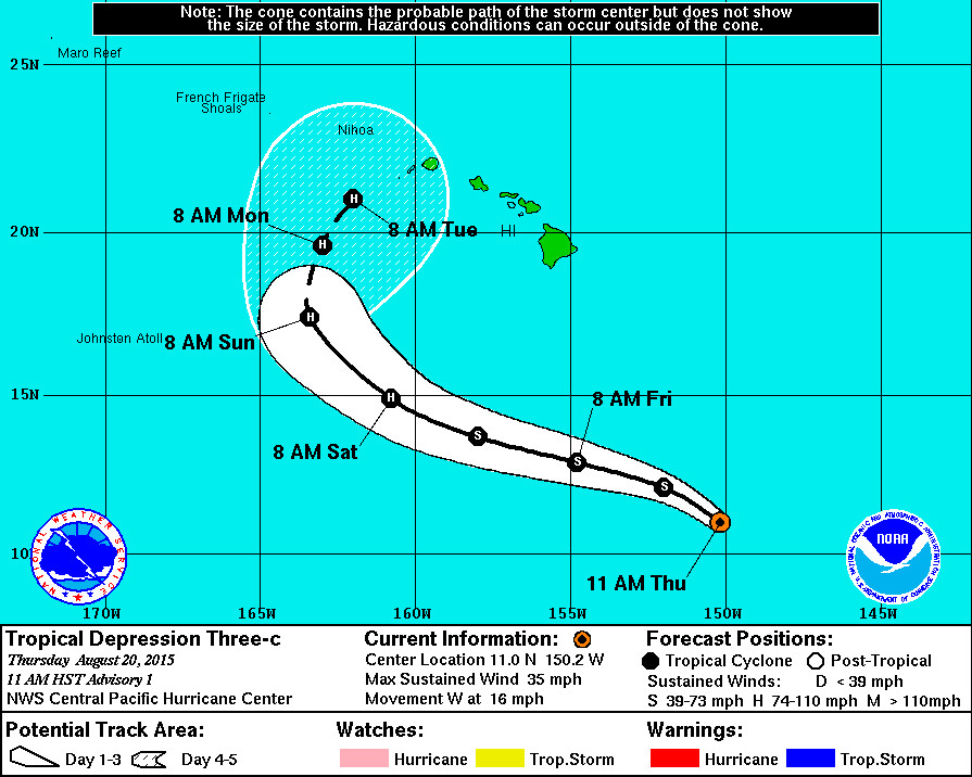 Tropical Depression Forms Just 700 Miles SE of Hilo