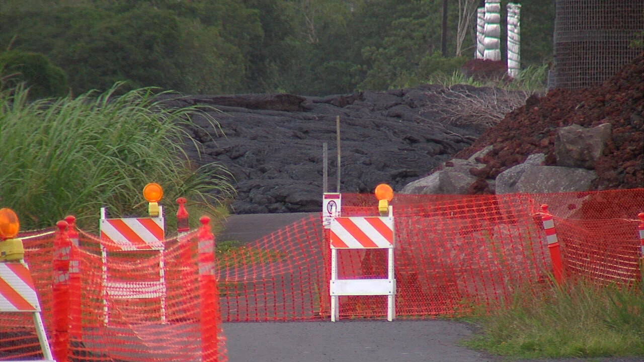 Lava covers Cemetery Road in Pahoa. Photo taken in June 2015.