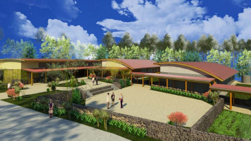 Rendering of the planned STEM building at Kohala High School. The image serves as the cover of the Draft Environmental Assessment for the project.