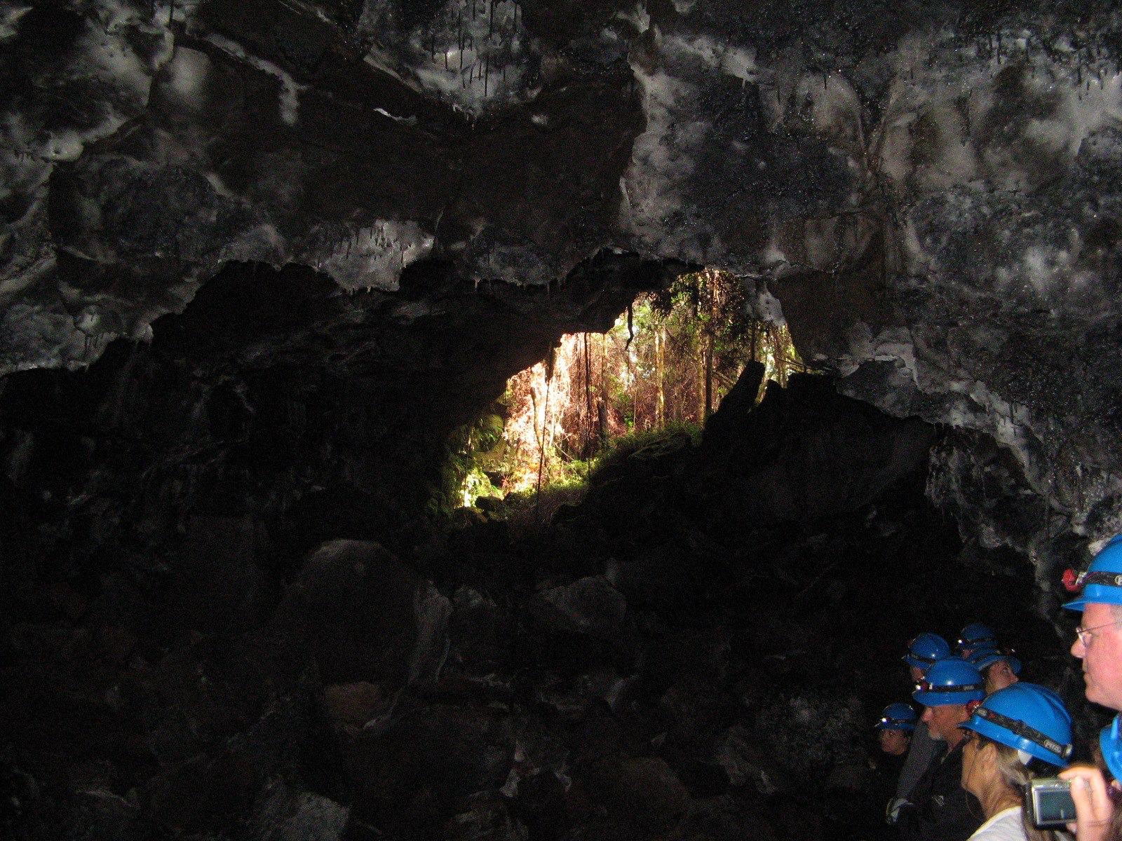 Ready to exit Puapo‘o lava tube (NPS Photo/Stephen Geiger) ​