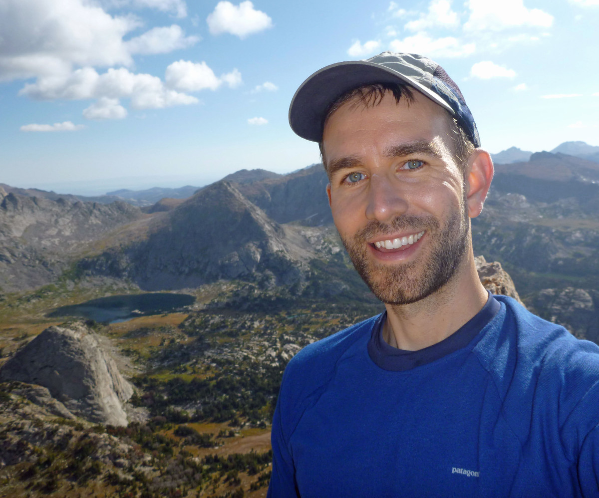 (USGS HVO) Brian Shiro in the Wind River Range, Wyoming during a National Outdoor Leadership School expedition. Photo courtesy B. Shiro.