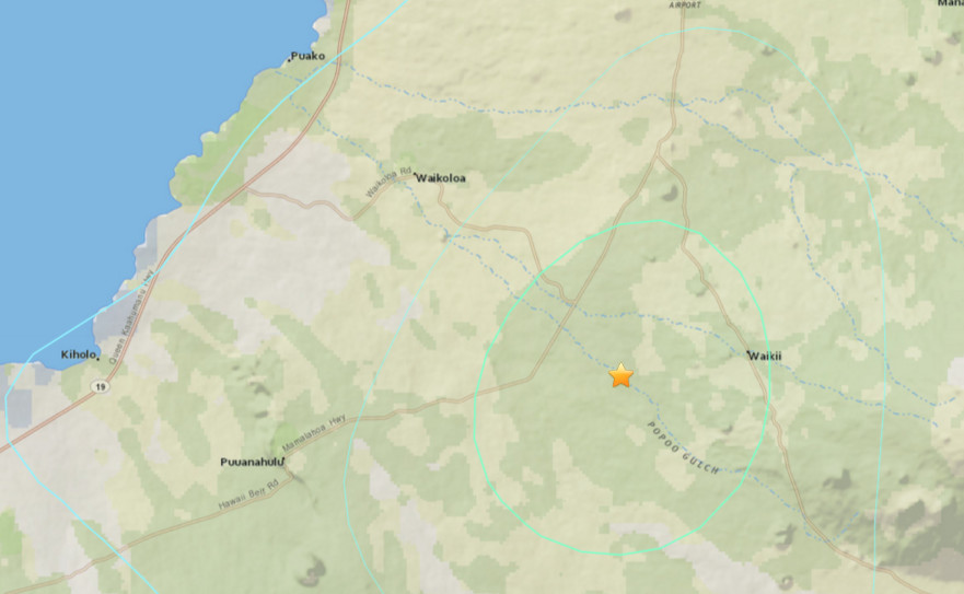 Insert taken from the USGS interactive shake map showing the location of this morning's earthquake.