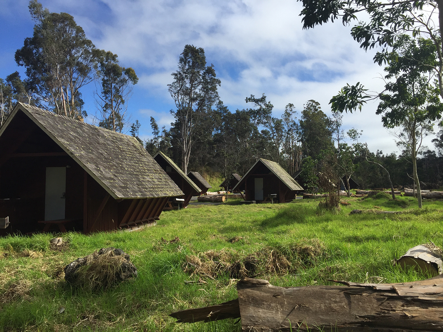 "Cabins in the clear" at Nāmakanipaio Campground, photo courtesy NPS.