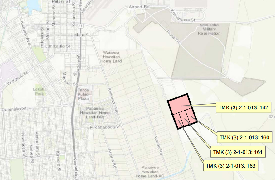 Location of EHOF in Hilo, courtesy EHOF draft EA