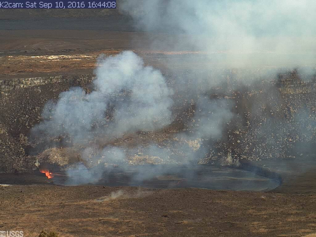 View of the lava lake from an HVO webcam taken just before 5 p.m. HST.