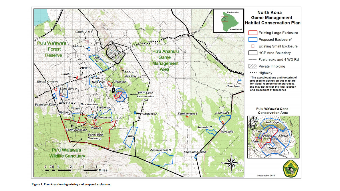 from the EA for the  Nāpu‘u Conservation Project Draft Habitat Conservation Plan for Game Management at Pu‘u Wa‘awa‘a and Pu‘u Anahulu.