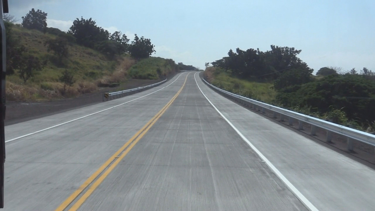 The new road, as seen aboard a trolley undertaking the inaugural trip across the southern segment.