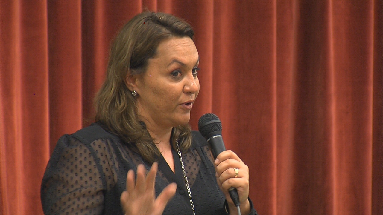 Councilwoman-elect Sue Lee Loy speaks in Keaukaha.