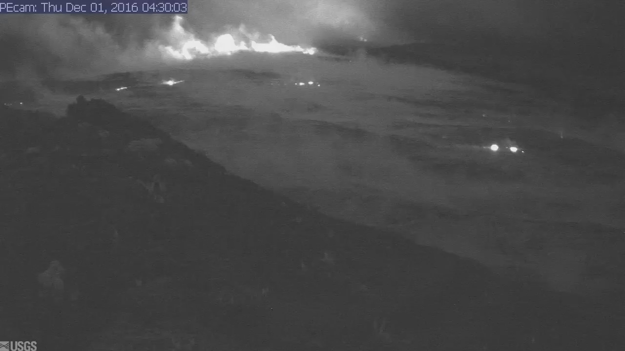 The (thermal) USGS webcam view shows the bright breakout as it appeared after 4 a.m. this morning.
