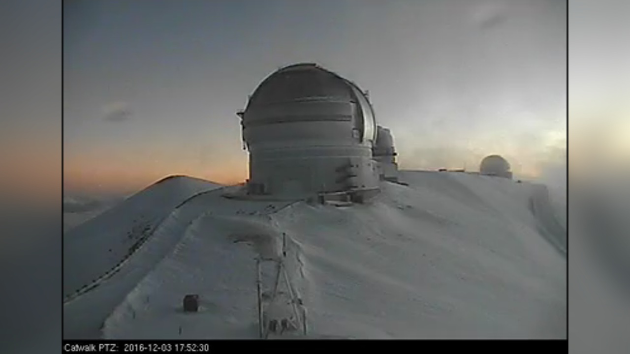 A view from the snowy summit on Saturday courtesy the Canada France Hawaii Telescope.