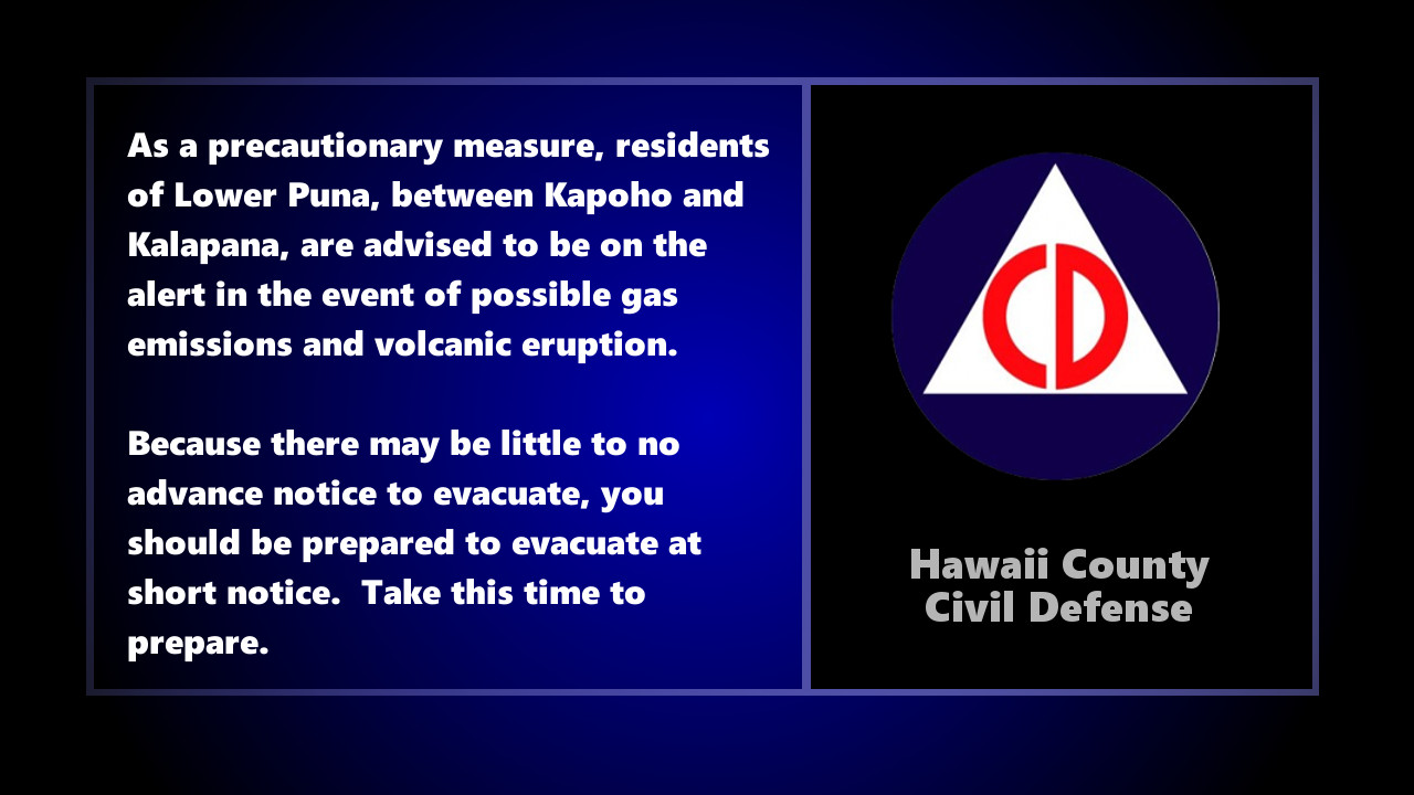 Eruption Update Kapoho To Kalapana On Alert, Beach Parks Closed