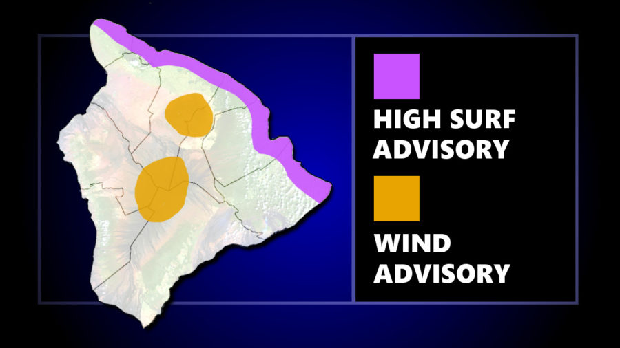 High Surf Advisory For North Shores, Wind Advisory For Summits