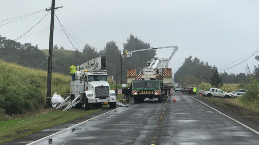 Work To Restore Power In Hamakua Continues Into Night