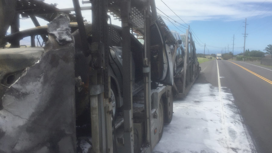 Vehicle Fire Closes Kawaihae Road Near Ohina Street