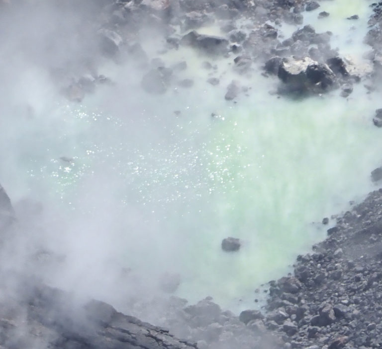 Water Ponds Join, Slowly Rise In Kilauea Summit Crater