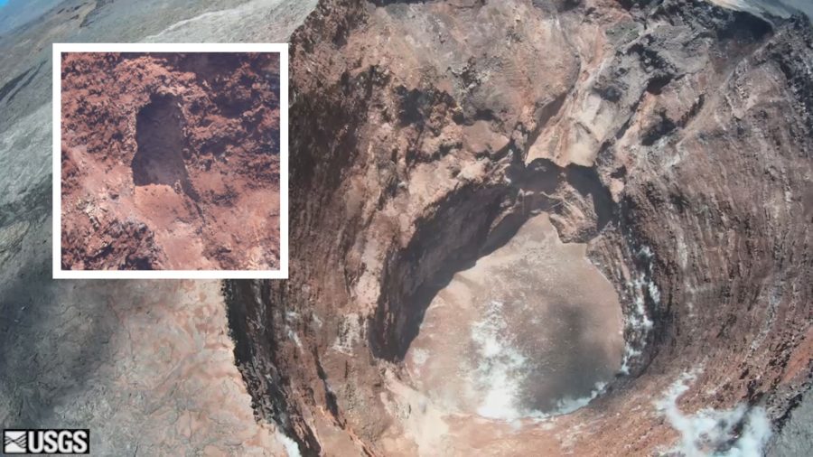 Puʻu ʻOʻo Overflight Reveals Hole In Crater Wall