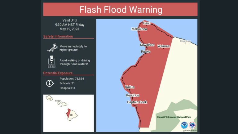 Flash Flood Warning For Kohala, North Kona