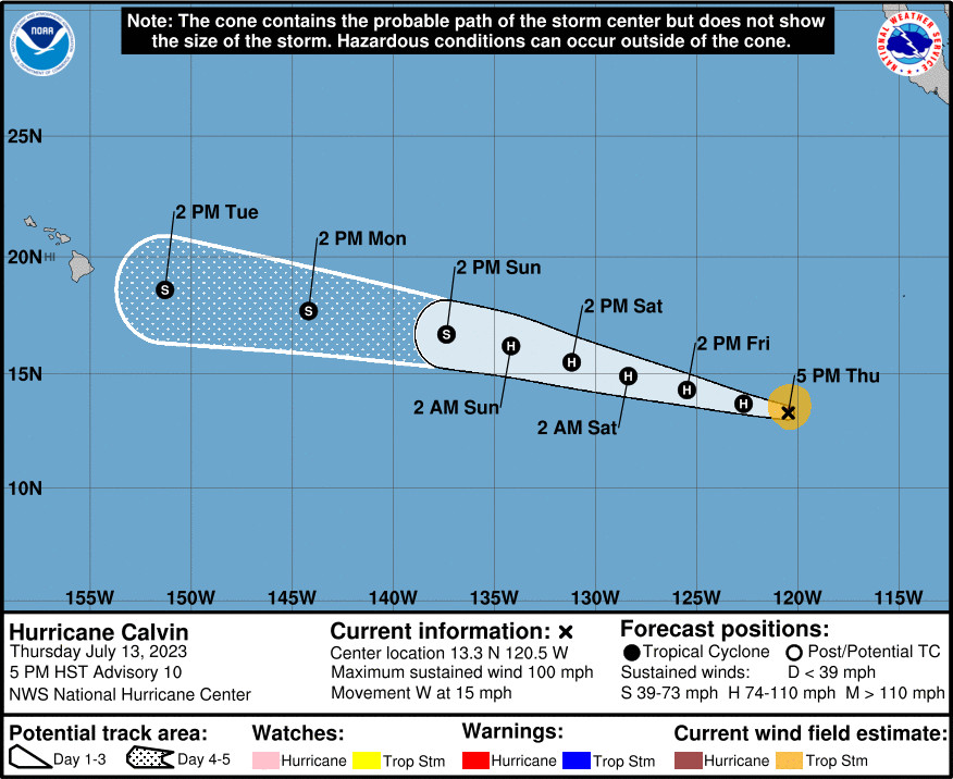 Hurricane Calvin Strengthens, Tracks Towards Hawaiʻi