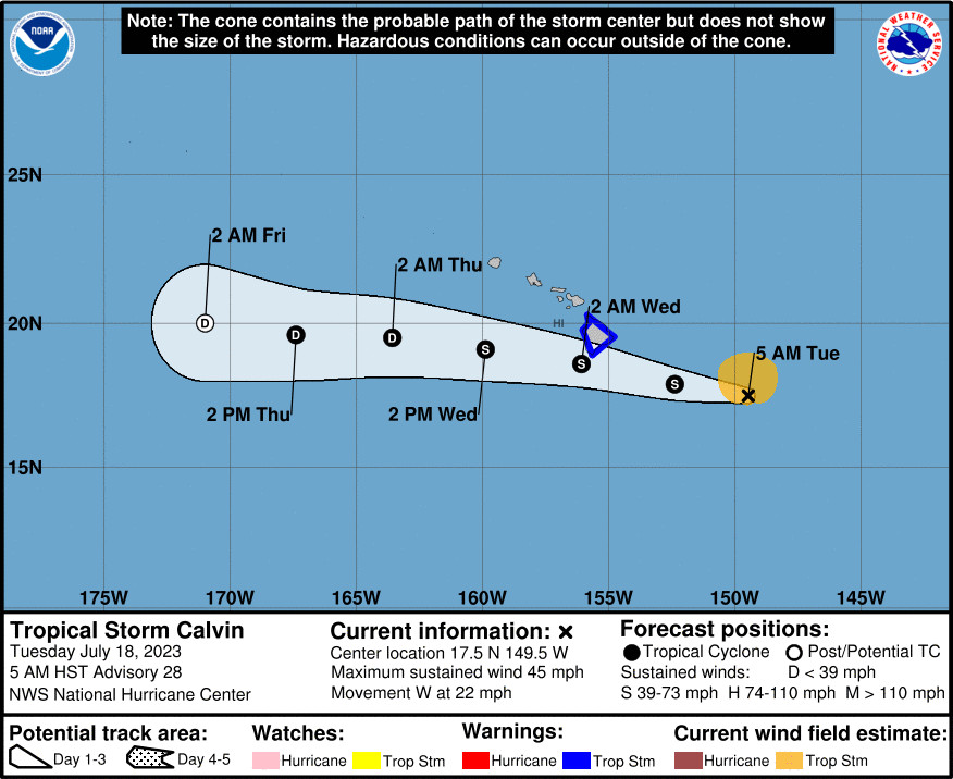 Tropical storm Calvin to hit Hawaii; bring heavy rainfall in Big Island -  The Economic Times