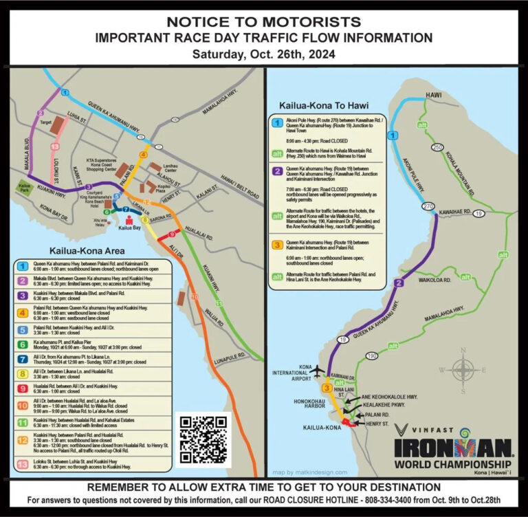 Updated Closures, Service Changes For Kona On IRONMAN Race Day